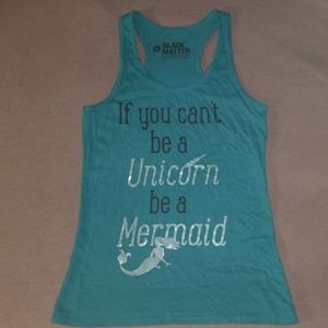 Black Matter Unicorn Mermaid Aqua Tank Top